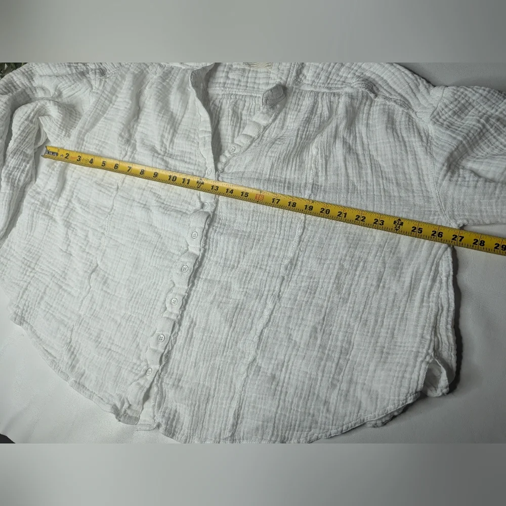 Free People We The Free Valley Double Cloth Top White Size Large